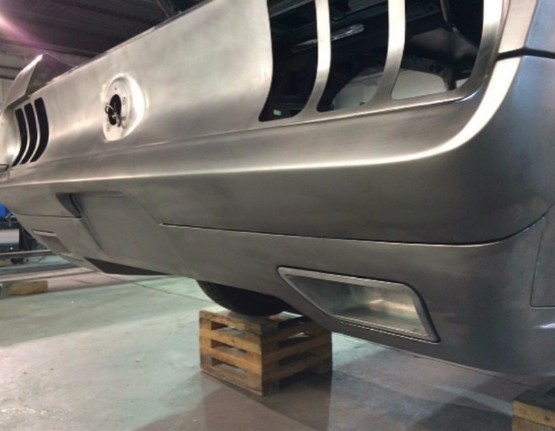 Custom Billet Aluminum Exhaust Tips by Goolsby Customs on 69 Fastback Mustang