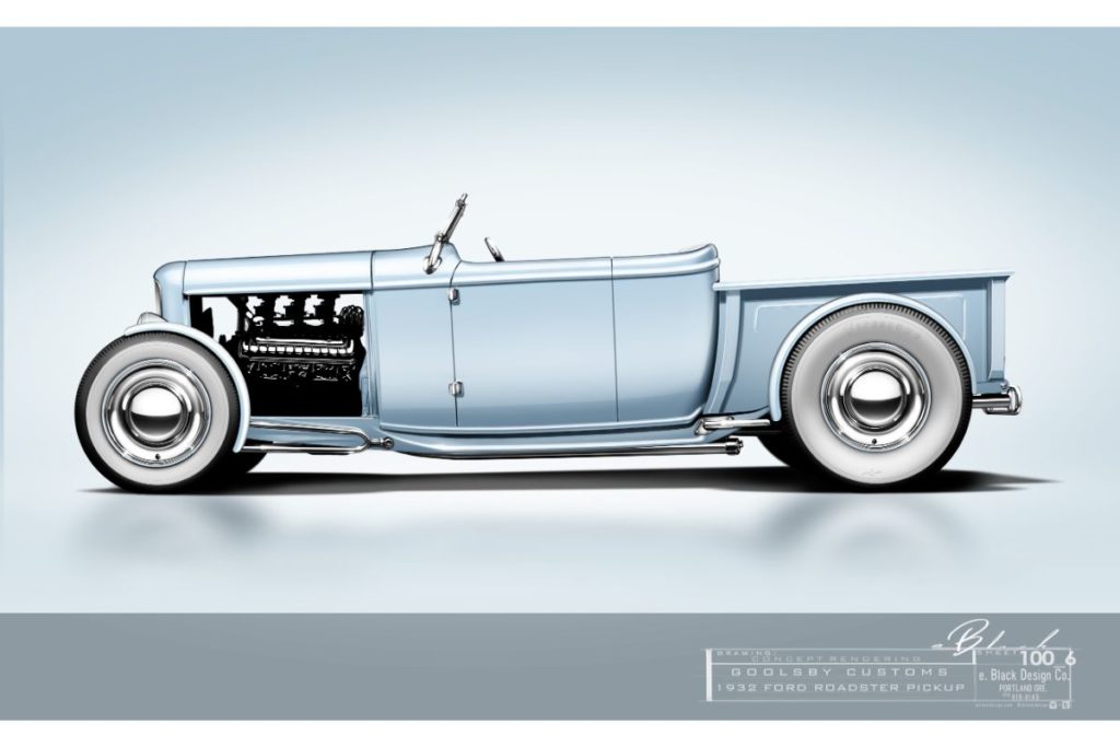 Custom 1932 Ford Roadster Pickup built by Goolsby Customs