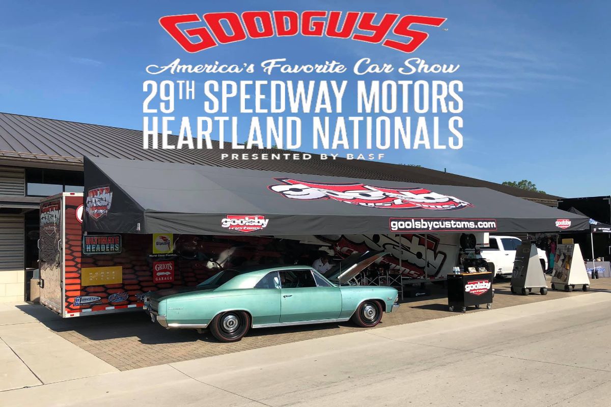 Goolsby Customs with the Custom 1966 Chevelle SS and 1932 Ford Tudor Sedan at the Goodguys 29th Speedway Motors Heartland Nationals presented by BASF.