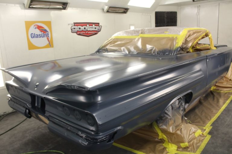 George Poteet's custom 1960 Chevy Impala in the paint booth