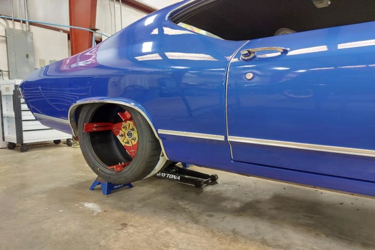 Custom 1969 SS Chevelle Pro Touring muscle car rear wheel fitment
