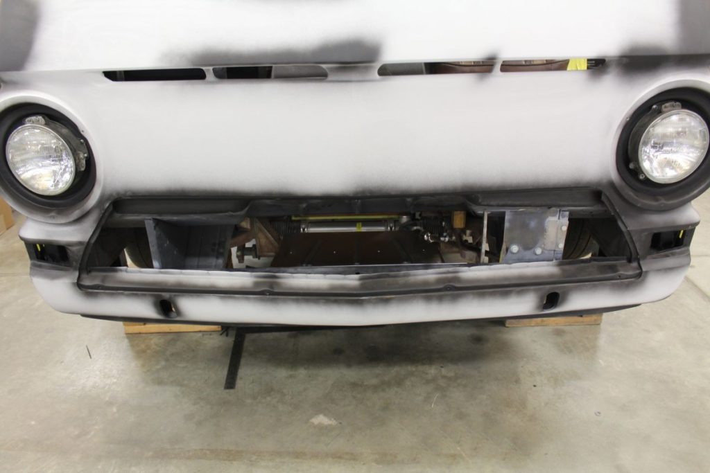 Custom 1969 Dodge A 108 Hemi Van build front air dam sheet metal fabrication