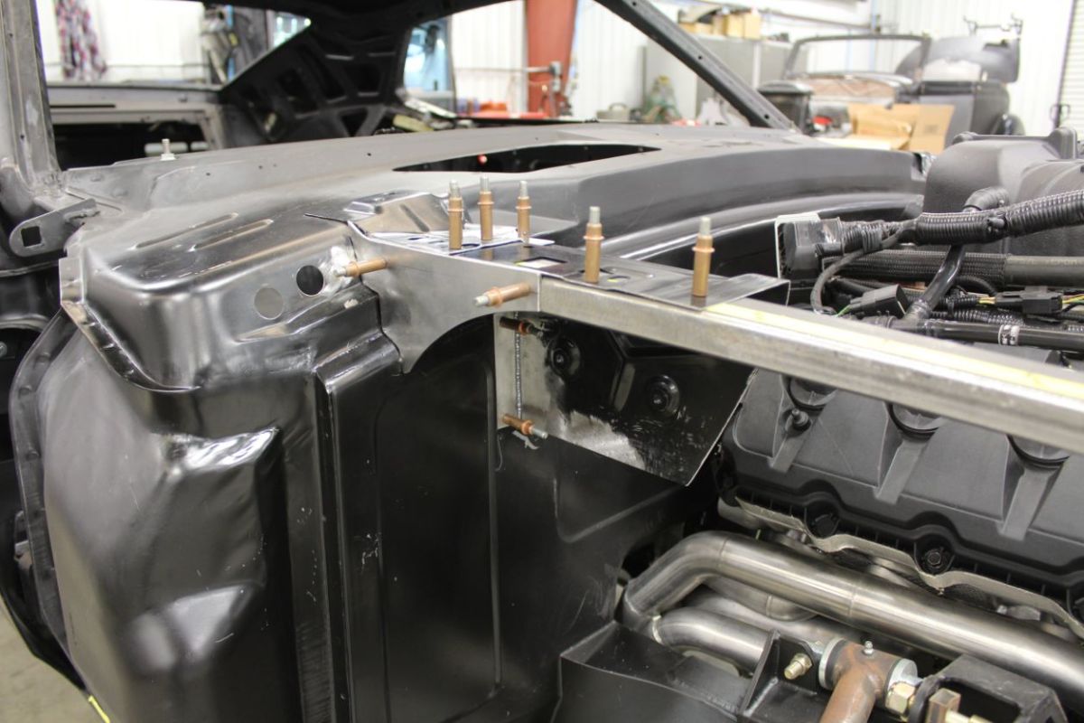 Custom 1969 Fastback Mustang supercharged coyote engine fabrication fabrication