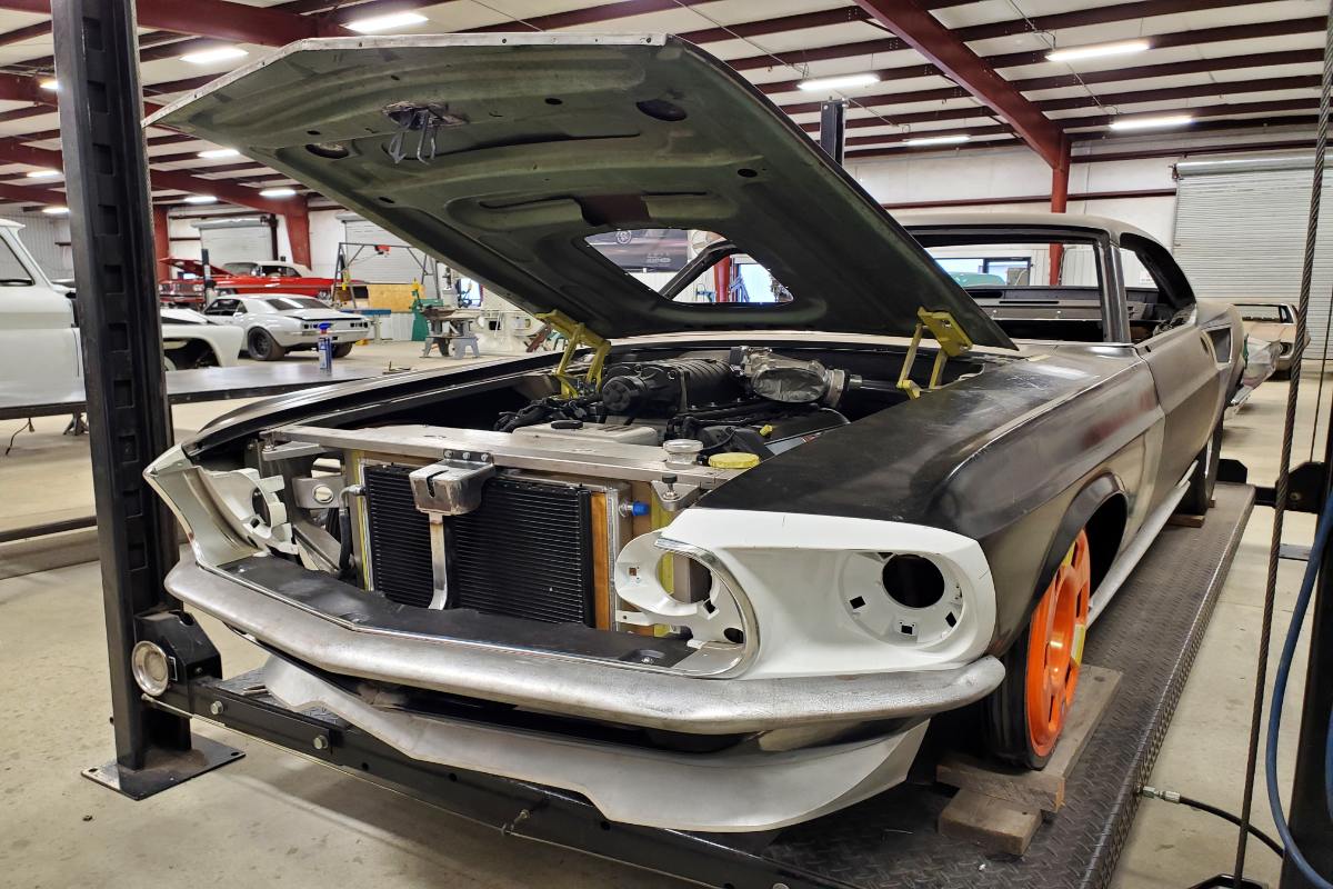 Custom supercharged 1969 Fastback Mustang Front Spoiler fabrication